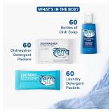 Travel Laundry Detergent & Dish Soap | Terra Breeze 1-Shoppe Amenities Kit | Dish Soap, Laundry Soap | 180 Pieces