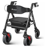 Retails for $210! Rollator Walkers with Seat,450Lb Rolling Walkers,23.76lbs(10.8kg) Extra-Wide Heavy-Duty Rollator Walkers with Seat and Brakes for Seniors and Adults Bariatric with Large Aluminum (Bl