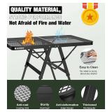 Foldable Grill Table with Mesh Desktop, 200lbs 3Ft Portable Folding Table, Height Adjustable Metal Table for Ourdoor, Camping, Picnic, BBQ and Beach, RV, 35.4" L x 23.6" W