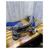 Retails for $160! Patient Lift Aid Sling Assist Elederly Senior Transfer Belt Sit Stand Walk Straps Harness Fold Up Full Body Support Leg Excisers Blue