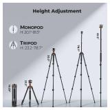 K&F CONCEPT Tripod for Camera, 78" Aluminum Camera Tripod, 81" Tripods & Monopods, Stable Heavy Duty Travel Tripod for DSLR Cameras, Max Load 22 lbs