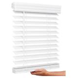 Retails for $118! Lotus & Windoware Cordless, 2 Inch Faux Wood Blind, 46" Wide x 72" Long, Window Blinds, Blinds & Shades, Blinds for Indoor Windows, Smooth, Bright White - 46" x 72",Bright White