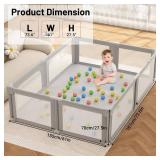 Retails for $118! Baby Playpen, 73" x 61" Large Foldable Playpen with Mat for Babies and Toddlers, Play Pen with Soft Breathable Mesh, Ocean Balls and Pull Links, Baby Playard for Indoor & Outdoor, Gr