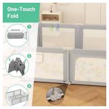 Retails for $118! Baby Playpen, 73" x 61" Large Foldable Playpen with Mat for Babies and Toddlers, Play Pen with Soft Breathable Mesh, Ocean Balls and Pull Links, Baby Playard for Indoor & Outdoor, Gr