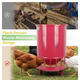 Solution4Patio 50LB No-Waste Chicken Feeder, Large Capacity Gravity Dispenser with Spill Control & 16 Feeding Ports Poultry Feeder for Outdoors & Hen Coop (Red)