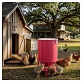 Solution4Patio 50LB No-Waste Chicken Feeder, Large Capacity Gravity Dispenser with Spill Control & 16 Feeding Ports Poultry Feeder for Outdoors & Hen Coop (Red)