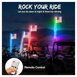 5FT Whip Light RGB LED LED Whips with Remote Lighted Whip for UTV Side by Side Ploaris RZR Ranger Can-am ATV Dune Buggy 4 Wheeler