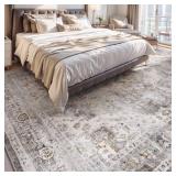 Retails for $110! AMOAMI-Area Rug 6X9 Rugs for Living Room-Vintage Soft Grey Rugs for Bedroom-Non Slip Carpet-Machine Washable Rug for Dining Room Living Room Bedroom Office Under Table