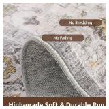 Retails for $110! AMOAMI-Area Rug 6X9 Rugs for Living Room-Vintage Soft Grey Rugs for Bedroom-Non Slip Carpet-Machine Washable Rug for Dining Room Living Room Bedroom Office Under Table