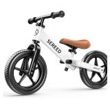 SEREED Toddler Balance Bike 2 Year Old, No Pedal Kids Toy Bike for 2-5 Years Old, Tool-Free Adjustment, Gift for 2-3 Boys Girls, Customize Plate with 3pcs Stickers (White)