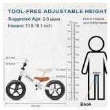 SEREED Toddler Balance Bike 2 Year Old, No Pedal Kids Toy Bike for 2-5 Years Old, Tool-Free Adjustment, Gift for 2-3 Boys Girls, Customize Plate with 3pcs Stickers (White)