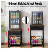 Housolution Mobile Mini Fridge Stand with Storage, Height-Adjustable Mini Beverage Fridge Table, Coffee Bar, 200 lbs Heavy-Duty Compact Refrigerator Shelf with Rolling Cabinet for Kitchen Home Office