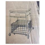 Housolution Mobile Mini Fridge Stand with Storage, Height-Adjustable Mini Beverage Fridge Table, Coffee Bar, 200 lbs Heavy-Duty Compact Refrigerator Shelf with Rolling Cabinet for Kitchen Home Office