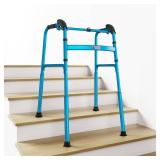 Retails for $130! Foldable Stair Climbing Walker for Seniors,Adjustable 4-Leg Height Safety and Convenience Blue