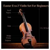 Retails for $117! Eastar 1/4 Violin Set Fiddle for Beginners with Hard Case, Rosin, Shoulder Rest, Bow, and Extra Strings (Imprinted Finger Guide on Fingerboard), EVA-3