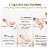 3-in-1 Portable Baby Bouncer & Rocker Chair for Newborn to Toddler - 4 Adjustable Recline Positions, Breathable Cotton Fabric, Natural Vibration, Supports Up to 33 lbs (Oatmeal Khaki)