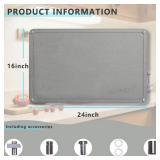 GOPRETY Quick Dry Stone Drying Mat for Kitchen Counter - 24" 16" Extra Large Absorbent Diatomaceous Earth Dish Rack Mat, Non-Slip Stone Drying Mat for Kitchen Dishes