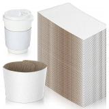 White Coffee Sleeves For 10 to 20 oz. Cups (150 Pack), Disposable Corrugated Cardboard Paper Jacket For Better Grip, Hot Cold Drinks Holder, Chocolate Milk Tea Beverage Insulator, Hand Protection