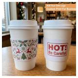 White Coffee Sleeves For 10 to 20 oz. Cups (150 Pack), Disposable Corrugated Cardboard Paper Jacket For Better Grip, Hot Cold Drinks Holder, Chocolate Milk Tea Beverage Insulator, Hand Protection