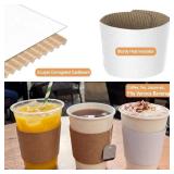 White Coffee Sleeves For 10 to 20 oz. Cups (150 Pack), Disposable Corrugated Cardboard Paper Jacket For Better Grip, Hot Cold Drinks Holder, Chocolate Milk Tea Beverage Insulator, Hand Protection