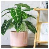 Gepege Pink Indoor Plant Pots for Plants, Large Ceramic Planter with Drainage Hole, 9.6-inch Succulent Orchid Flower Pot - Rainbow Pearl Glaze