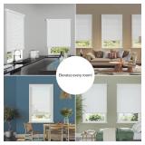 2 Inch Cordless Faux Wood Blind with Contemporary Valance - 33" W x 64" L - White, Over 900 Custom Sizes Starting at 19.97, Smooth Room Darkening Slats for Interior Windows by Lumino