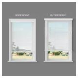 2 Inch Cordless Faux Wood Blind with Contemporary Valance - 33" W x 64" L - White, Over 900 Custom Sizes Starting at 19.97, Smooth Room Darkening Slats for Interior Windows by Lumino