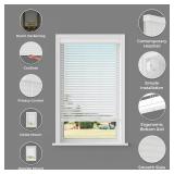 2 Inch Cordless Faux Wood Blind with Contemporary Valance - 33" W x 64" L - White, Over 900 Custom Sizes Starting at 19.97, Smooth Room Darkening Slats for Interior Windows by Lumino