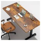 Retails for $140! Veken 55 Inch, Height Adjustable Sit Stand Up, Wood Desktop, Work Home Office Computer PC Table, Tall Standup Workstation, Gaming Writing Study Bedroom Rising Desks, Brown