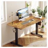 Retails for $140! Veken 55 Inch, Height Adjustable Sit Stand Up, Wood Desktop, Work Home Office Computer PC Table, Tall Standup Workstation, Gaming Writing Study Bedroom Rising Desks, Brown