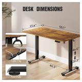 Retails for $140! Veken 55 Inch, Height Adjustable Sit Stand Up, Wood Desktop, Work Home Office Computer PC Table, Tall Standup Workstation, Gaming Writing Study Bedroom Rising Desks, Brown