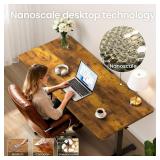 Retails for $140! Veken 55 Inch, Height Adjustable Sit Stand Up, Wood Desktop, Work Home Office Computer PC Table, Tall Standup Workstation, Gaming Writing Study Bedroom Rising Desks, Brown