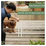 Removable Pet Gate Punch-Free Pet Gate Expandable Metal Dog Gate with Door for Small Dogs Indoor Pet for Stairs Doorways(White,S)