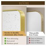 Retails for $114! TETOTE 40 x 30 Inch Gold Bathroom Mirror, Brushed Brass Metal Frame Mirror for Vanity, Rectangle Wall Mounted Golden Modern Mirror (Horizontal/Vertical)