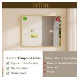 Retails for $114! TETOTE 40 x 30 Inch Gold Bathroom Mirror, Brushed Brass Metal Frame Mirror for Vanity, Rectangle Wall Mounted Golden Modern Mirror (Horizontal/Vertical)