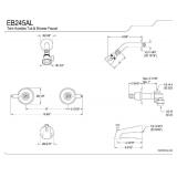 Retails for $130! Elements of Design EB248AL Magellan Tub & Shower Faucet, 5" Spout Reach, Brushed Nickel