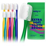 WAY.V Extra Soft Toothbrush Refill for Adults Sensitive Gums and Teeth with Individual Head Covers, 7 Pcs Manual Toothbrushes - Family and Guests - Green (7 Counts, Soft Bristle)