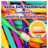 WAY.V Extra Soft Toothbrush Refill for Adults Sensitive Gums and Teeth with Individual Head Covers, 7 Pcs Manual Toothbrushes - Family and Guests - Green (7 Counts, Soft Bristle)