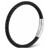 Unisex Antique Braided Leather Bracelet | Handmade Genuine Leather Wristband with Push-Button Stainless Steel Clasp | Timeless Gift for Men and Women in Premium Slide-Out Gift Box