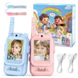 Video Walkie Talkie Toys for Kids, Boys and Girls - 2 Pack Rechargeable Video Intercom Kid Walkies Talkies - Christmas Birthday Gifts for Kids Family Games, Outside, Camping, Hiking (Blue/Pink)