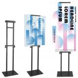 QKA 2 Pack Poster Stand for Display, Double Sided Pedestal Sign Holder , Heavy Duty Adjustable Floor Standing Sign Holder Height to 75 inches, Easy to Install, Suitable for Exhibitions,restaurants,sto
