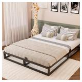 Retails for $146! 6 Inch King Bed Frame with Steel Slat Support, Low Profile King Metal Platform Bed Frame Support Mattress Foundation,Heavy Duty,No Box Spring Needed,Easy Assembly,Noise Free