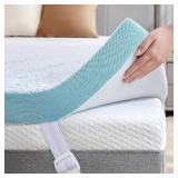 OhGeni 3 Inch Cooling King Size Gel Memory Foam Mattress Topper Pad,Soft Bed Cover with Anti-Slip Base & Zipper,Fits 6"-19" Mattresses with Straps,Extra Comfort for Sleep &Back Pain Relief