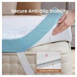 OhGeni 3 Inch Cooling King Size Gel Memory Foam Mattress Topper Pad,Soft Bed Cover with Anti-Slip Base & Zipper,Fits 6"-19" Mattresses with Straps,Extra Comfort for Sleep &Back Pain Relief