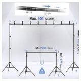 EMART Backdrop Stand 10x7ft(WxH) Photo Studio Adjustable Background Stand Support kit with 2 Crossbars, 8 Clamps, 2 Sandbags and Carry Bag for Parties, Events Decoration, Wedding, Photography