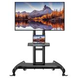 Retails for $130! Perlegear Rolling TV Stand for 32-82 Inch Flat/Curved LED/LCD/OLED TVs, Outdoor Mobile TV Carts on Wheels with Adjustable Shelf, VESA 600x400mm up to 100lbs, Portable Mount with Whee