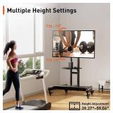 Retails for $130! Perlegear Rolling TV Stand for 32-82 Inch Flat/Curved LED/LCD/OLED TVs, Outdoor Mobile TV Carts on Wheels with Adjustable Shelf, VESA 600x400mm up to 100lbs, Portable Mount with Whee
