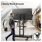 Retails for $130! Perlegear Rolling TV Stand for 32-82 Inch Flat/Curved LED/LCD/OLED TVs, Outdoor Mobile TV Carts on Wheels with Adjustable Shelf, VESA 600x400mm up to 100lbs, Portable Mount with Whee