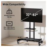 Retails for $130! Perlegear Rolling TV Stand for 32-82 Inch Flat/Curved LED/LCD/OLED TVs, Outdoor Mobile TV Carts on Wheels with Adjustable Shelf, VESA 600x400mm up to 100lbs, Portable Mount with Whee