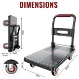 Upgraded Foldable Push Cart Dolly | 660 lbs. Capacity Moving Platform Hand Truck | Heavy Duty Space Saving Collapsible | 4 TPR 360-Degree Silent Wheels | 2 Swivel Wheels and 2 Fixed Wheels